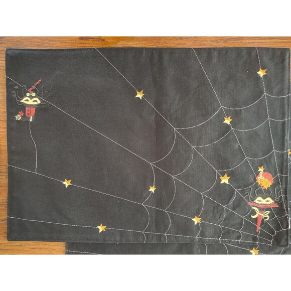 HALLOWEEN 2ea. LONGABERGER  Black Halloween FABRIC Placemats & Napkins NWOT - Picture 9 of 16